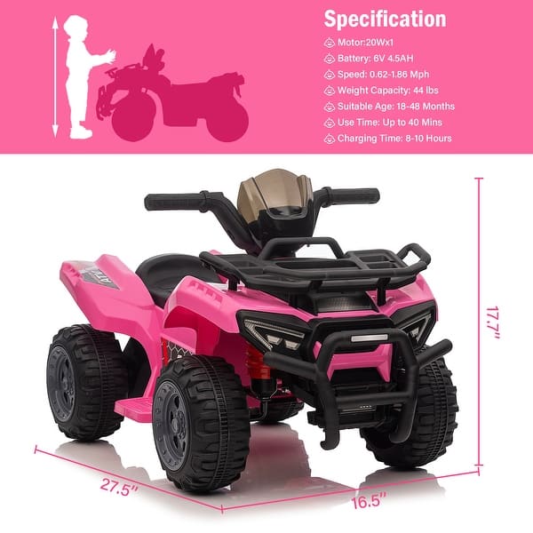 dimension image slide 0 of 2, 6V Ride On Car 4 Wheeler with Music for Toddlers 1-3 Years