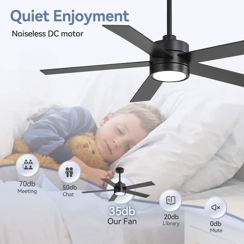 52-IN LED Ceiling Fan with Light Kit and Remote- 5 Blades