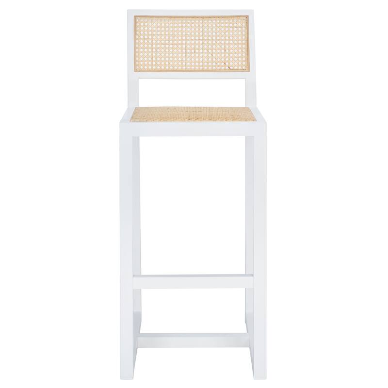 SAFAVIEH Evangeline Rattan Bar Stool - 16" W x 19" D x 41" H - 16Wx19Dx41H