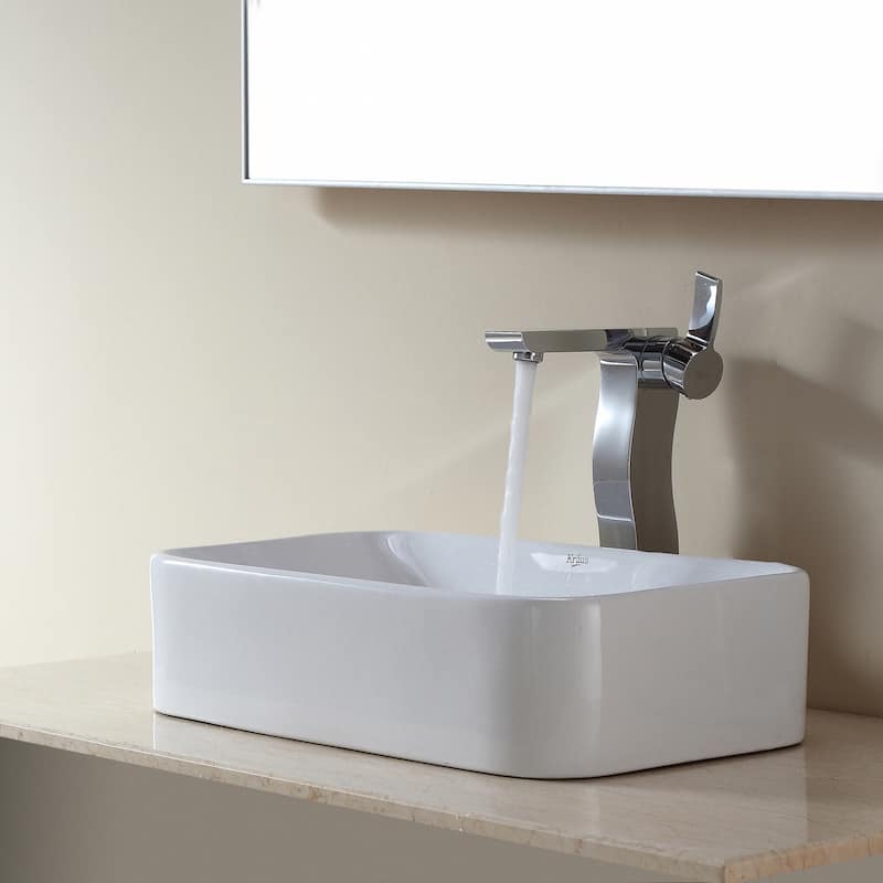 Kraus 19-1/4" Ceramic Vessel Bathroom Sink - Includes Pop-Up Drain