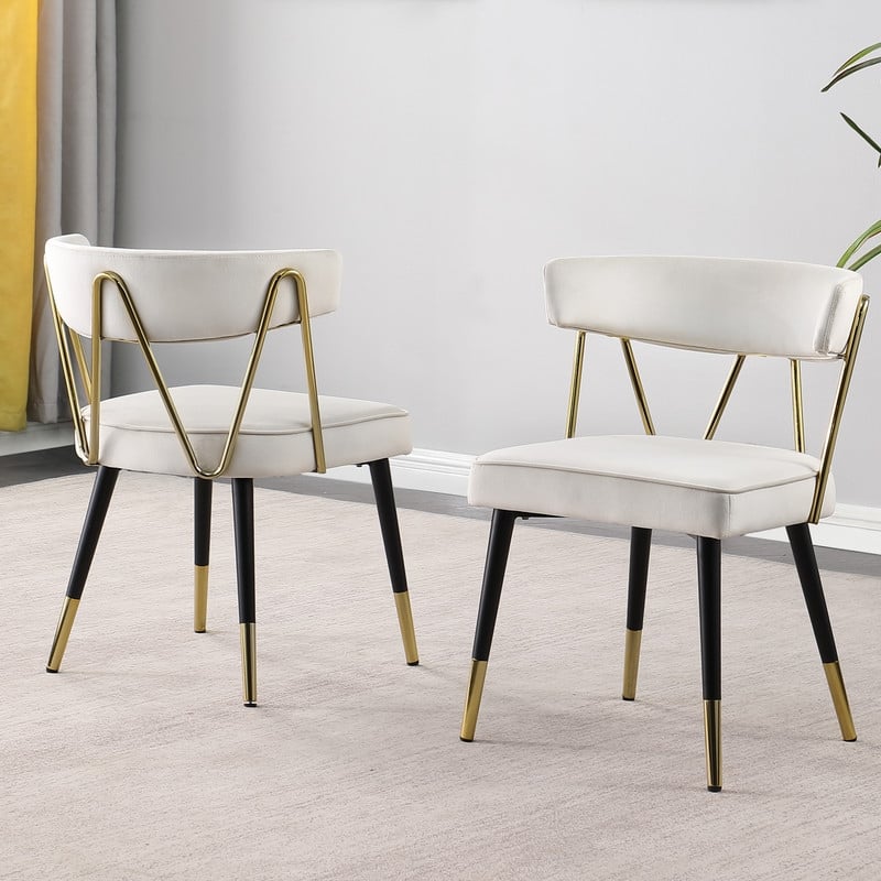 Best Master Furniture Meyer Velvet Side Chair with Gold Accents (Set of 2)