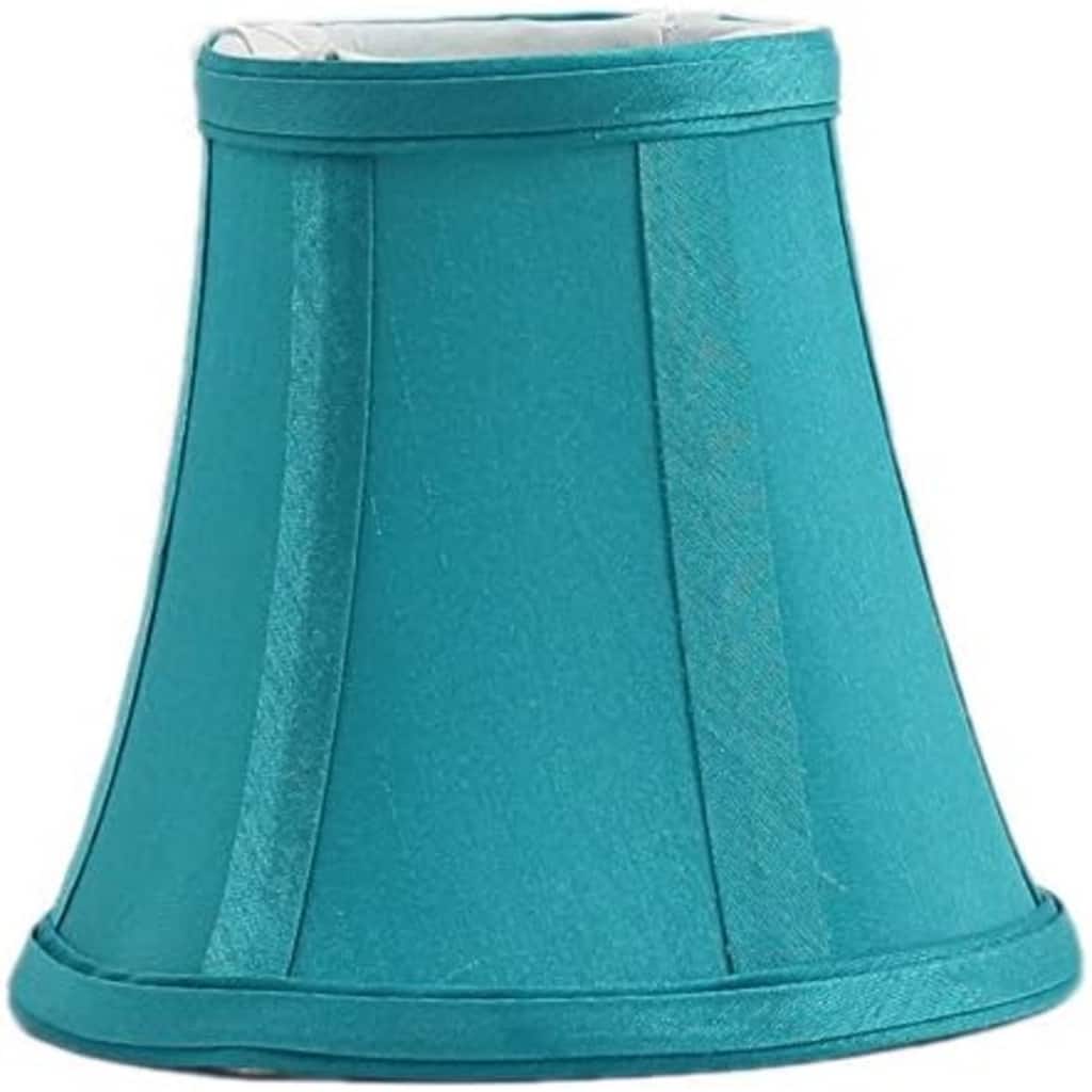 Teal Silk Bell Chandelier Lamp Shade, 3-inch by 5-inch by 4.5-inch, Clip-on