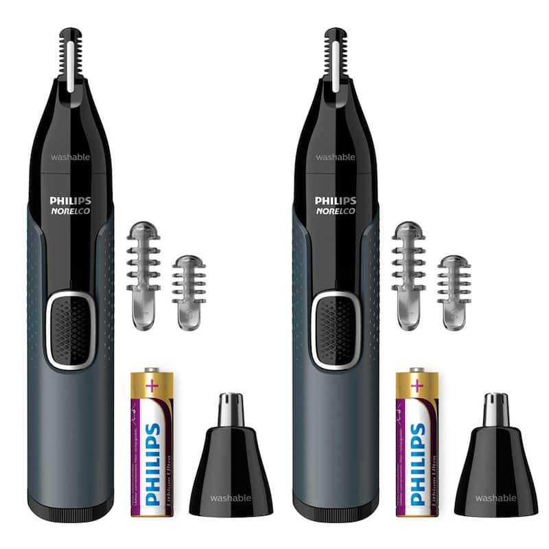 2x Philips Norelco Nose Trimmer 3000 for Nose, Ears Eyebrows #NT3600/62 (Black) - Black