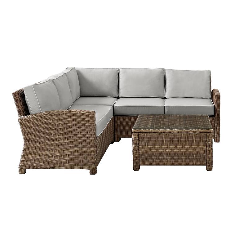 Crosley Bradenton 4Pc Outdoor Wicker Sectional Set