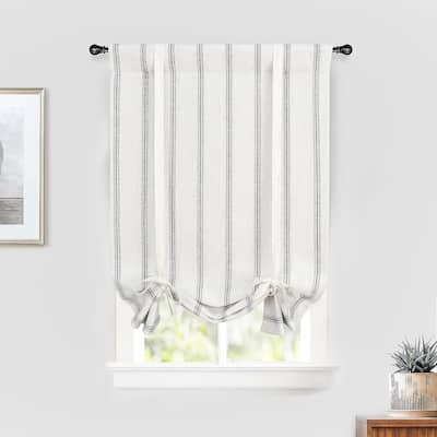 DriftAway Farmhouse Linen Blend Blackout Tie Up Curtain - 25" Width X 47" Length