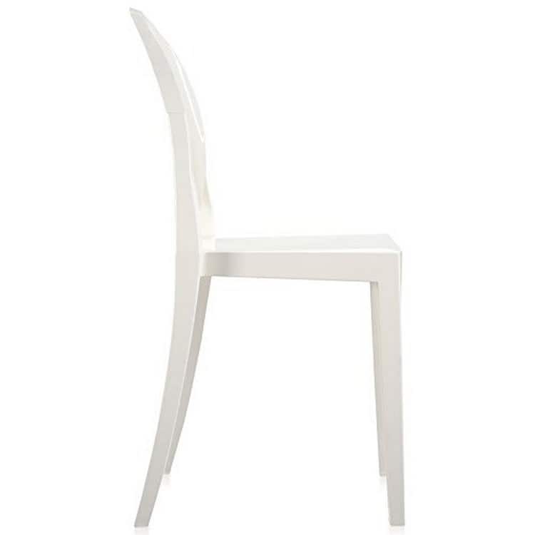 Clear Acrylic Stackable Armless Side Chairs with Oval Back – Modern Transparent Dining, Vanity, Office Accent Chairs (Set of 2)