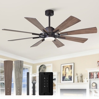 60" Oil-Rubbed Bronze Large Windmill Ceiling Fan with 8 Reversible Blades, DC Motor and Remote Control - 60 Inches