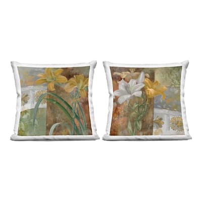 Stupell Lilies & Vintage Tile Patterns Decorative Printed Throw Pillow Design by Sasha (Set of 2)