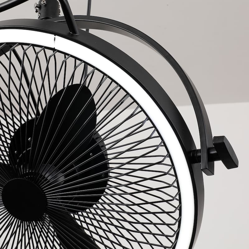 20" Industrial Black Integrated LED Rotatable Caged Ceiling Fan with Remote