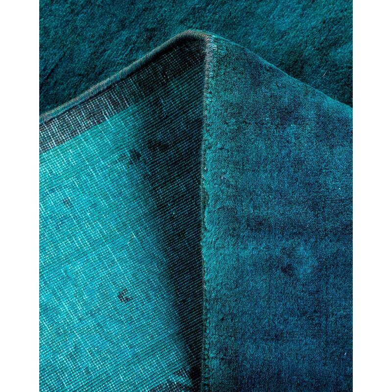 Overton Hand Knotted Wool Vintage Inspired Modern Contemporary Overdyed Blue Runner Rug - 2' 7" x 19' 5"