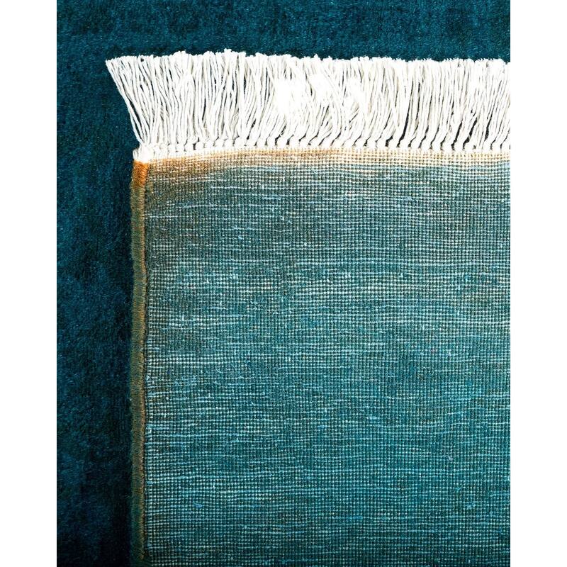 Overton Hand Knotted Wool Vintage Inspired Modern Contemporary Overdyed Blue Runner Rug - 3' 0" x 22' 2"