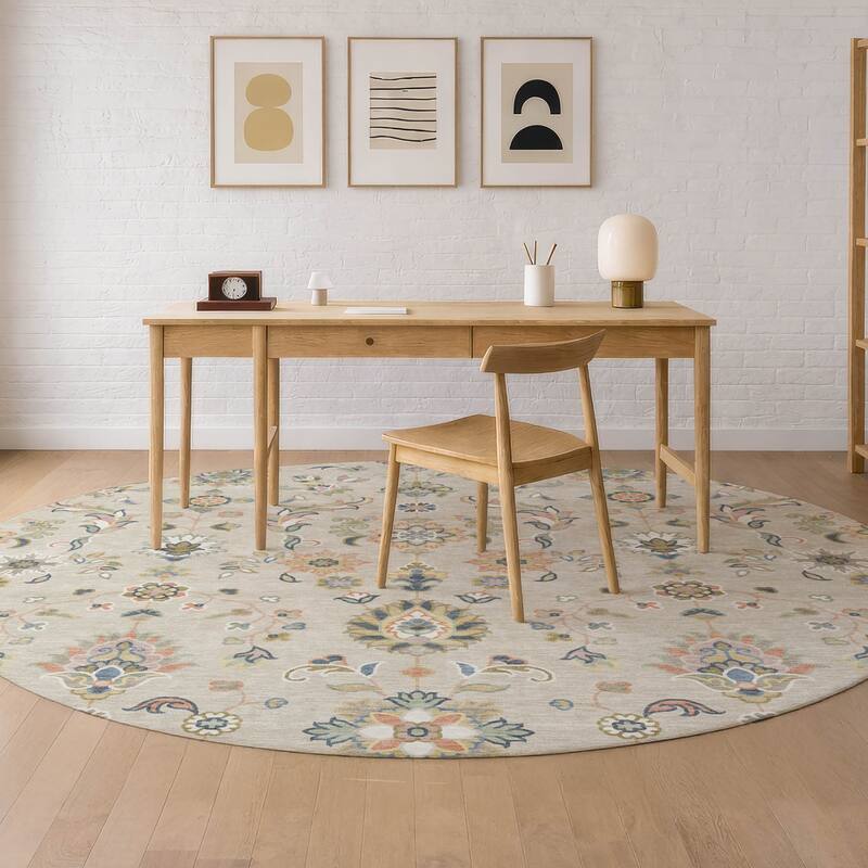 Machine Washable Indoor/ Outdoor Traditional Basalt Chantille Rug