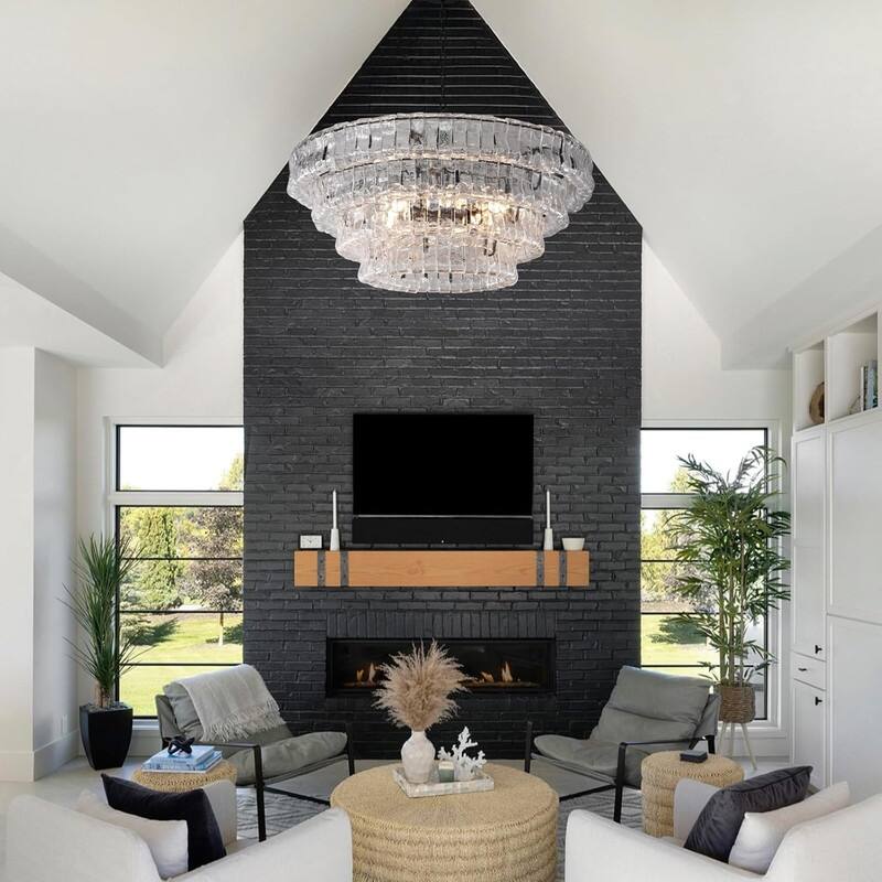 KAYLA 36 in. 6-Lights Gold Crystal Drum Chandelier