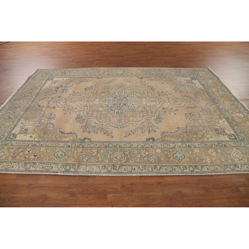 Tabriz Persian Vintage Area Rug Handmade Bedroom Wool Carpet - 6'6"x 9'9"