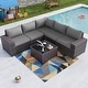 preview thumbnail 14 of 99, Outdoor Patio Furniture Set, All Weather PE Wicker Sectional Conversion Sofa set with Firepit(Optional) 6Pcs - Grey