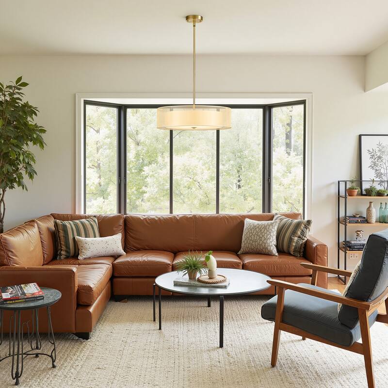 CO-Z 3-Light Antique Bronze Double Drum Pendant Chandelier