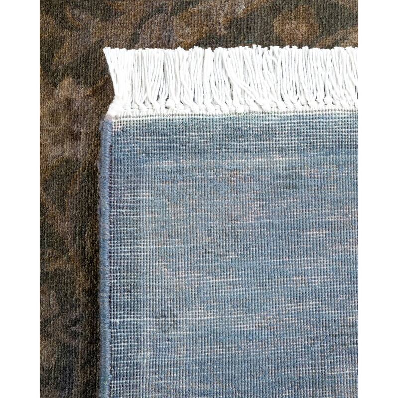 Overton Hand Knotted Wool Vintage Inspired Modern Contemporary Overdyed Gray Runner Rug - 2' 7" x 8' 8"