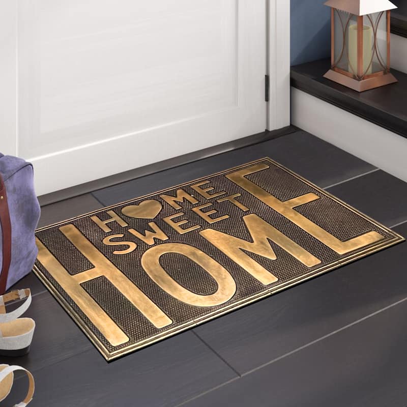 Home Sweet Home Rubber Pin Mat Bronze Hand Finished Doormat 18" X30"