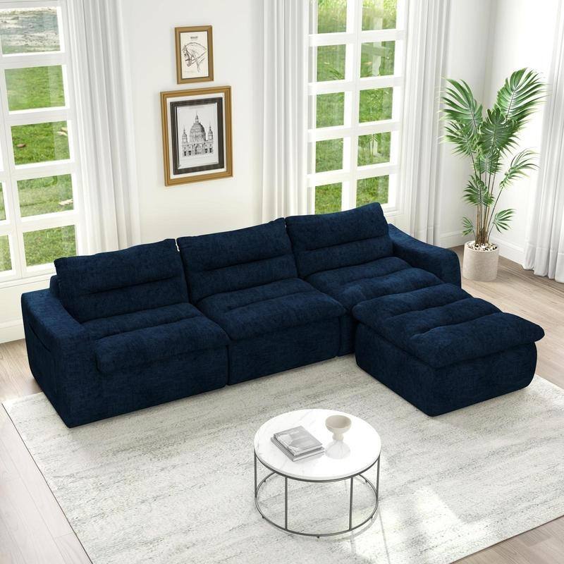 Ultra Comfy Lazy Beanbag Sofa, Modular L-Shape Compact Combined Seat