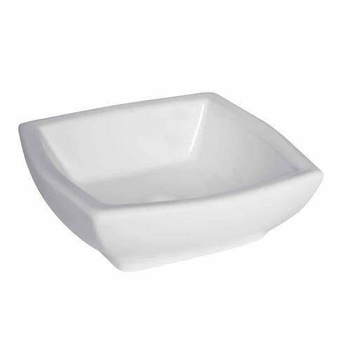 Metro Square Countertop Vessel Sink 17" W White Ceramic Porcelain Basin Easy Clean Unique Curved Square Sink Renovators Supply