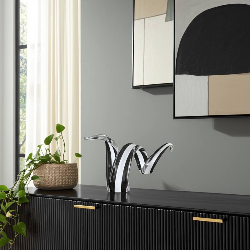 Glass Sculpture Abstract Savoir Trend Inspired Accent Piece - 8" Clear - 14" x 8" x 8" - Clear - 14" x 8" x 8"