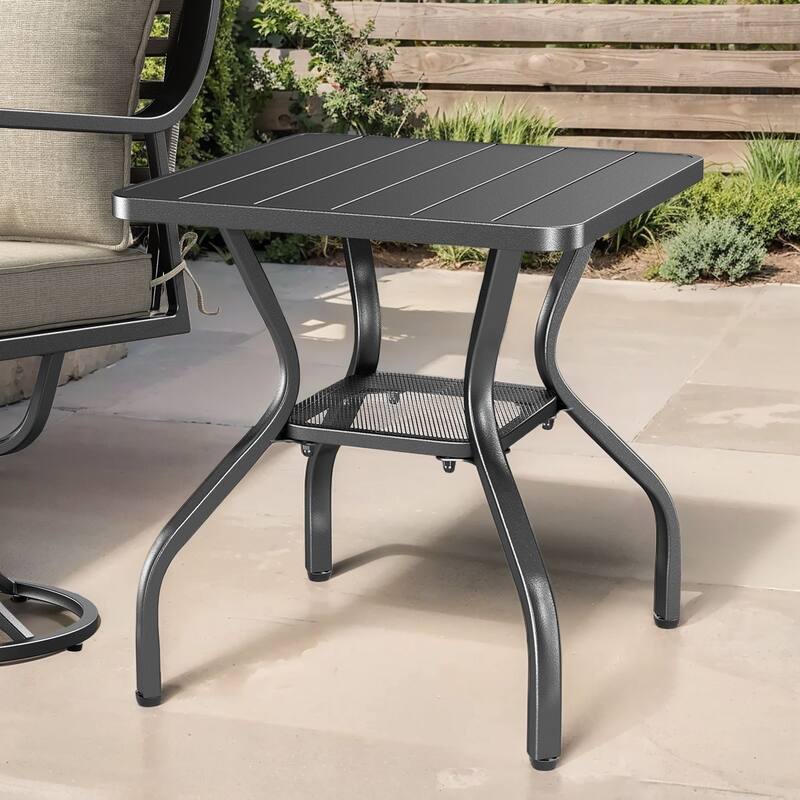 Komodo 20-Inch Outdoor Metal Square Side Table, Powder-Coated - 20" L x 20" W x 22" H - 20" L x 20" W x 22" H