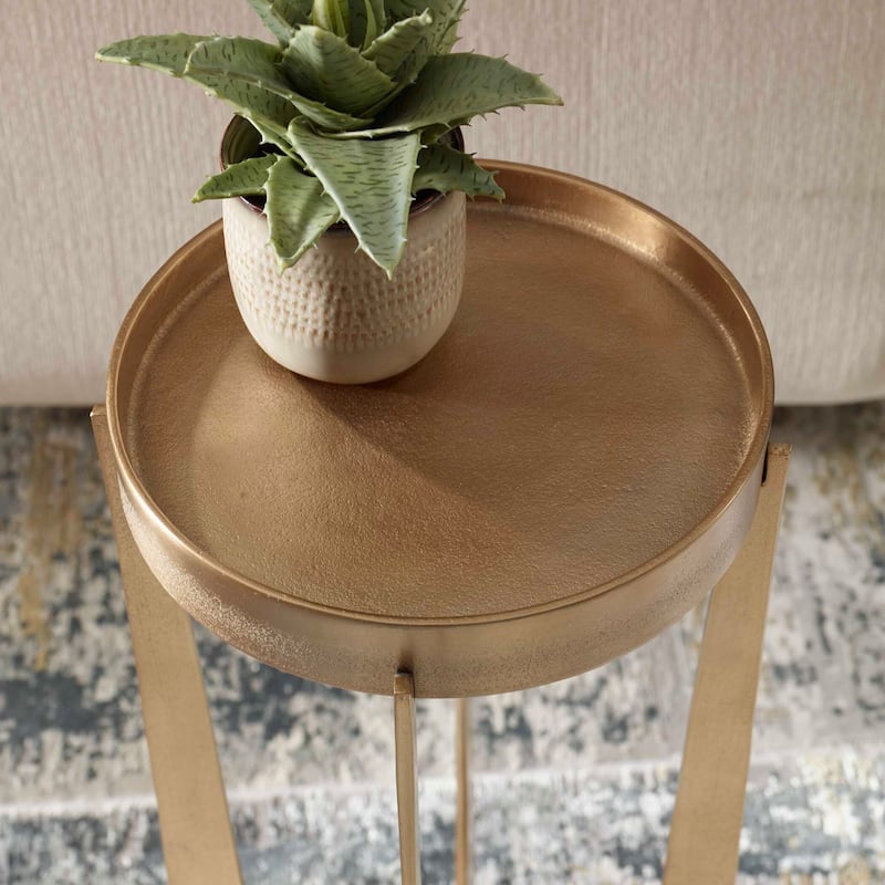 Silver Orchid Brass Round Pedestal Accent Table