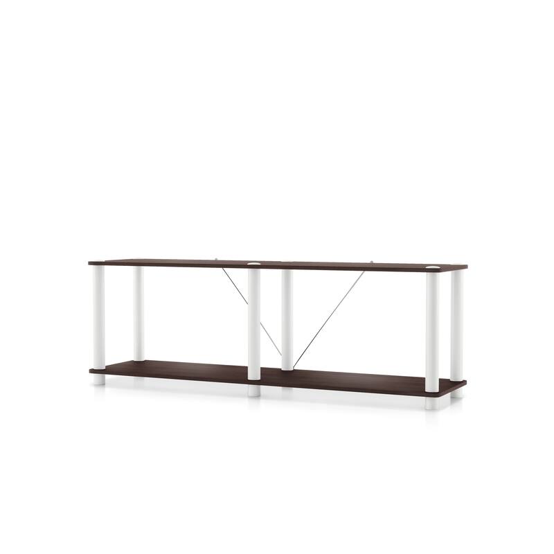 DH BASIC Modern Wood Shelving Unit with storage - Tier Shelves, Cube Ladder Shelf by Denhour - 2-Tier (Extra Wide) - Espresso