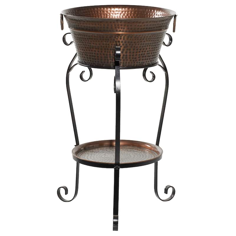 Metal Scroll Ice Bucket - Copper - Roche River Decor - 20"W x 20"L x 35"H