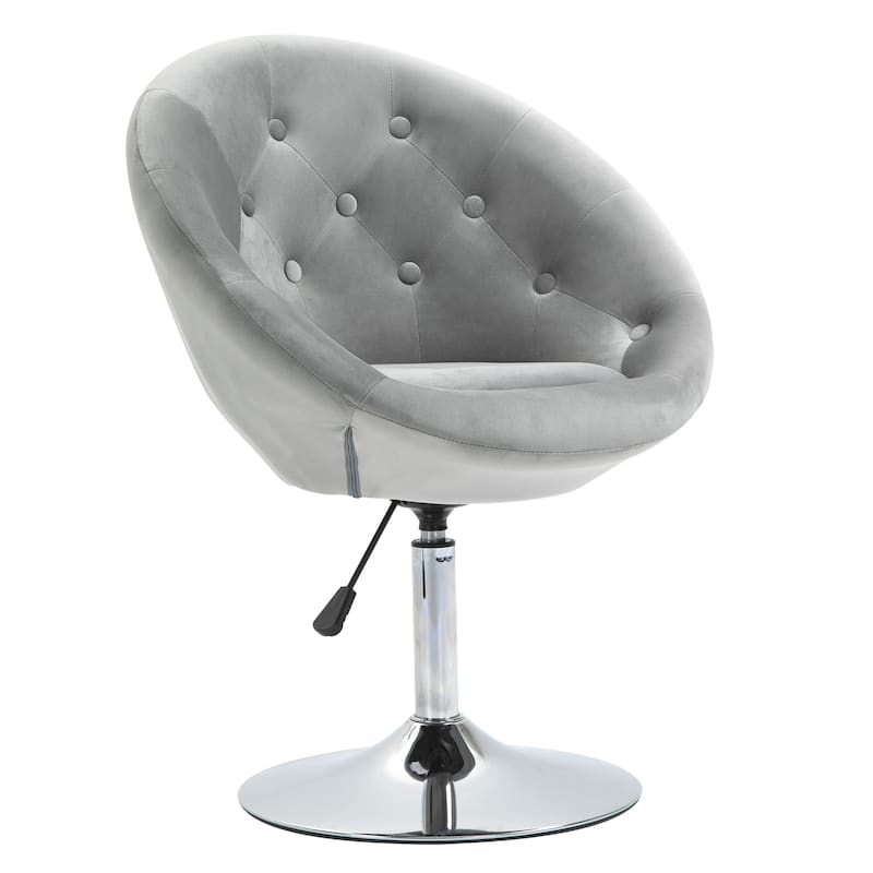 Modern 26" 360° Swivel Adjustable Buttons Tufted Accent Chair with Chrome Frame