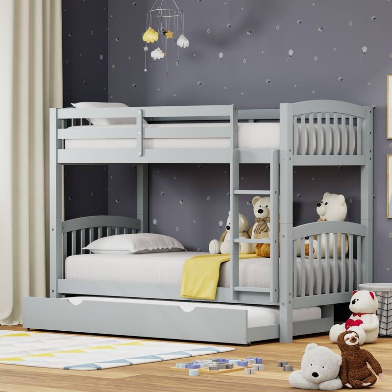 Arca Wood Twin Over Twin Bunk Bed and Trundle