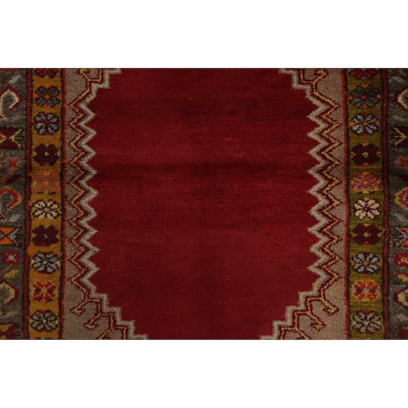 Hand Knotted Oriental 100% Wool Carpet Transitional Geometric Red Anatolian Area Rug - 5' 6'' X 3' 6''