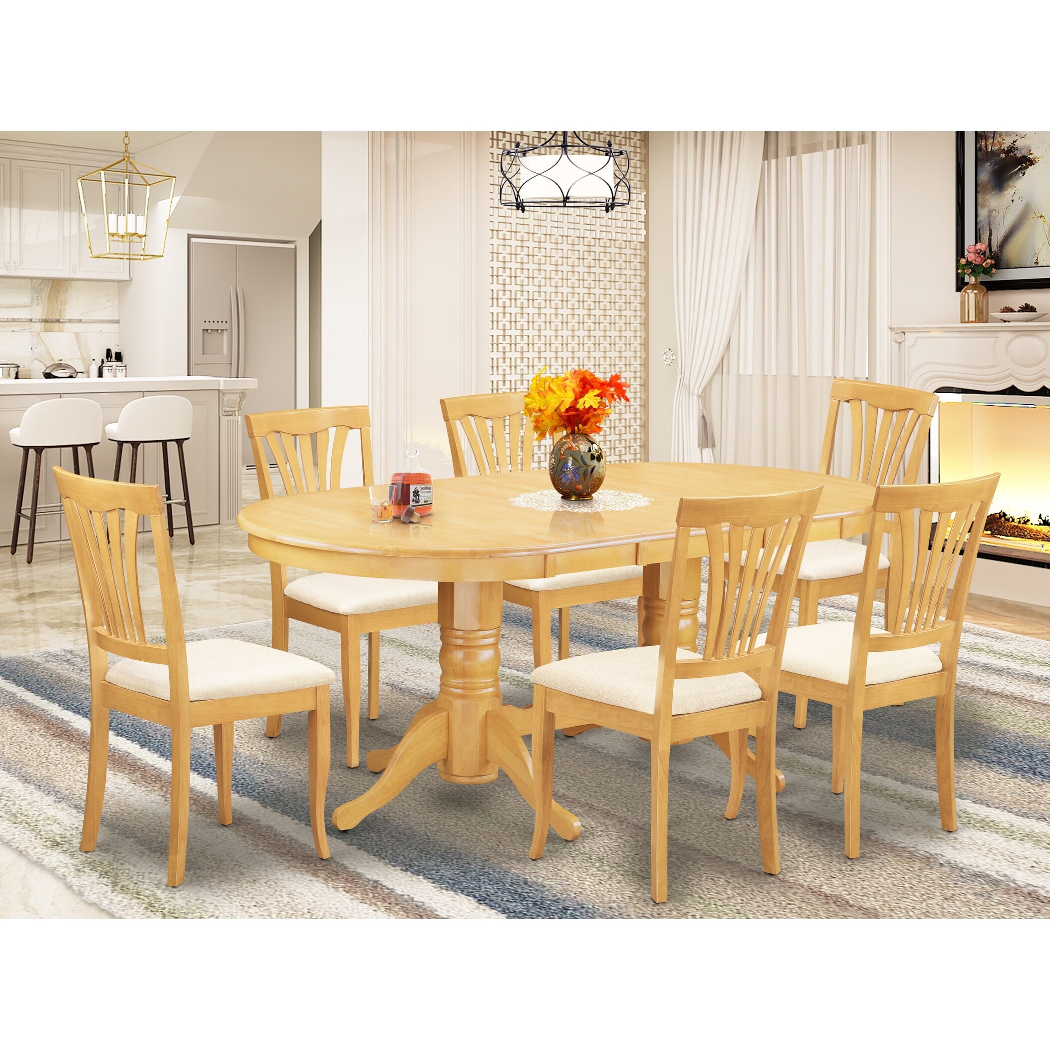 East West Furniture Piece Dining Set- an Oval Dining Table with
