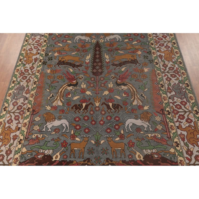 Animal Pictorial Ziegler Area Rug Hand-Knotted Oriental Wool Carpet - 10'0"x 13'9"