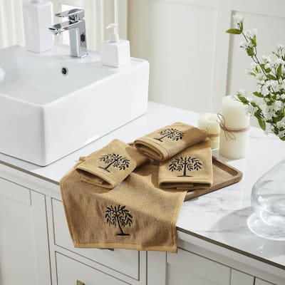 Black Willow Tree Tan Washcloth Set of 4 12x12
