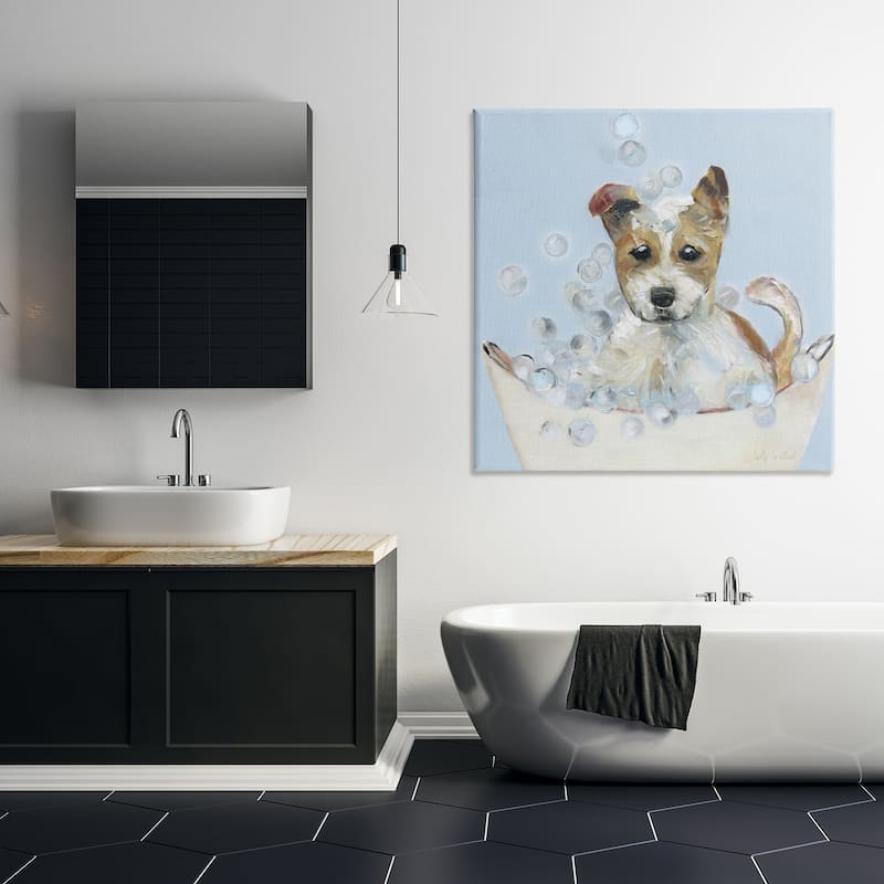Stupell Fun Bubbles Puppy Bath Canvas Wall Art Design By Sally Swatland