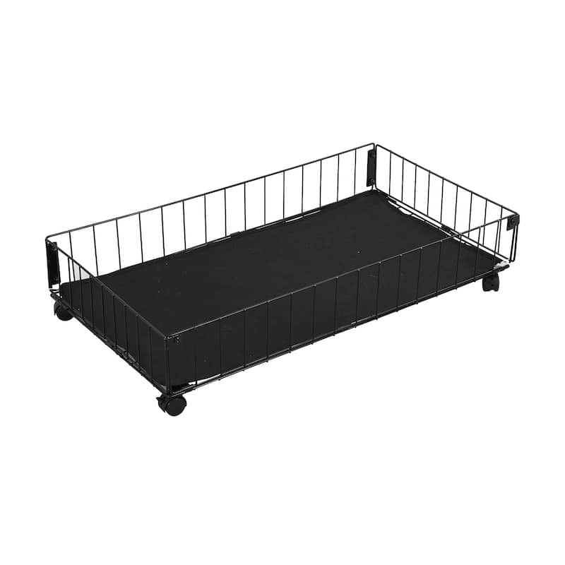 HomeRoots Black Metal Twin Bed Frame With Drawers