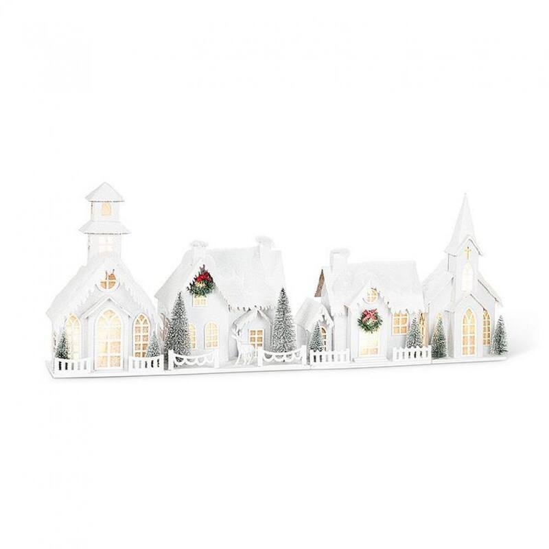Snowy House With Led Lights Decoration