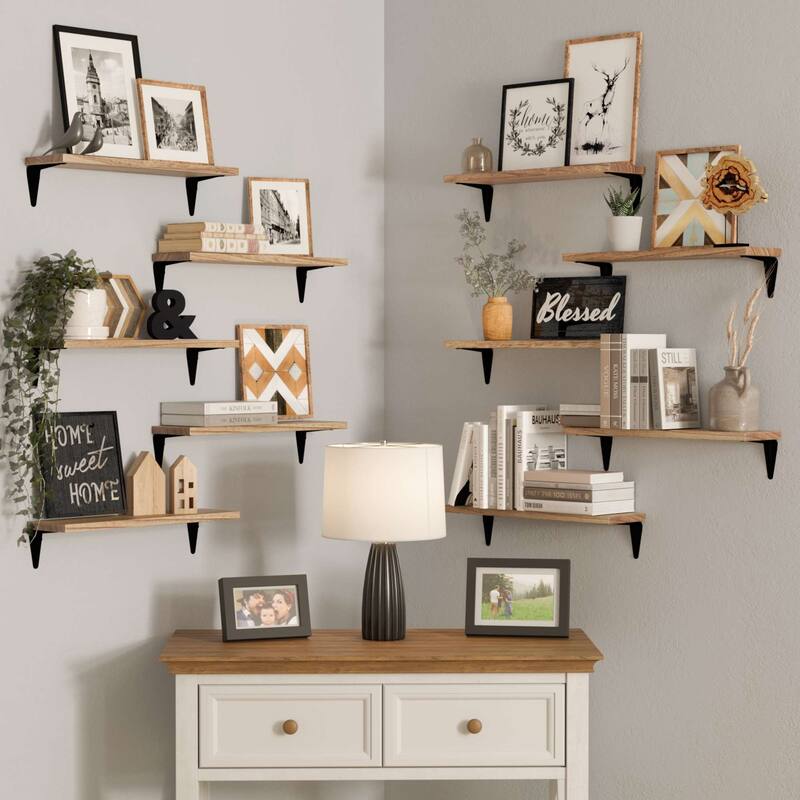 Wallniture Arras 17x4.5" Floating Bookshelves, Hanging Shelves for Living Room, Farmhouse Decor, Custom Finish and Piece Options