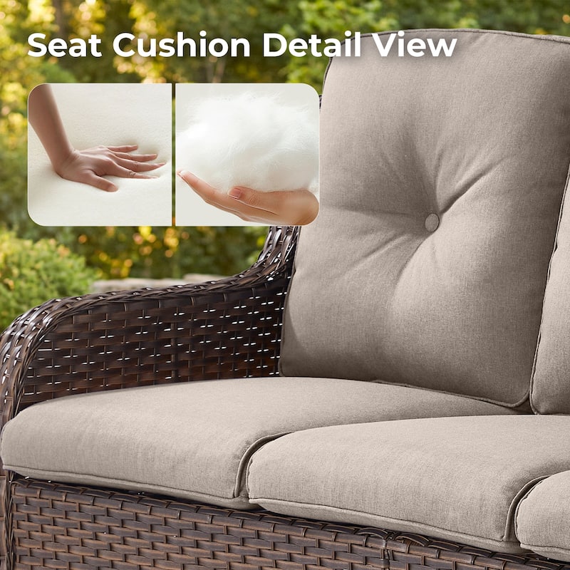 Pocassy Outdoor Patio Wciker Sofa Furniture Set of Chair Table.