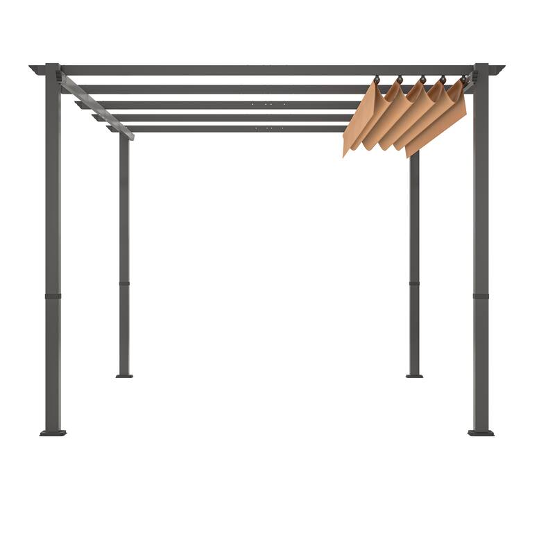 GDFStudio - Isabella Outdoor Aluminum Pergola with Retractable Canopy Shelter