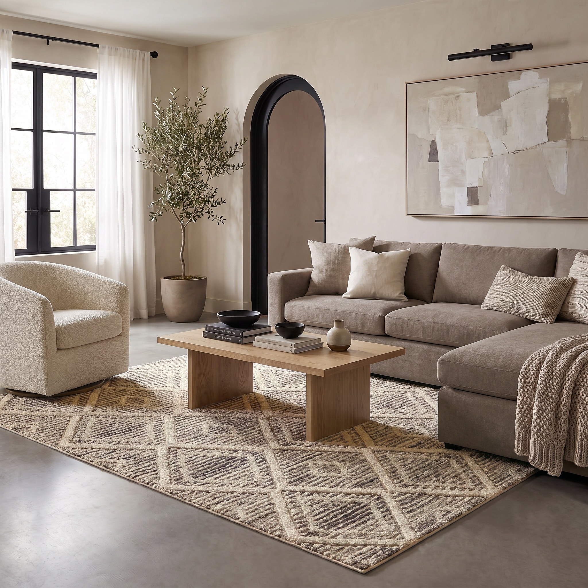 MDA Rugs Bora Collection Abstract Geometric Diamond Area Rug