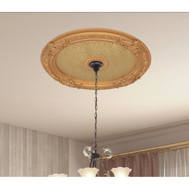 Blanco Round Chandelier Ceiling Medallion 36in - Gold