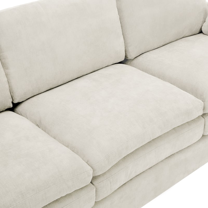 Chenille Fabric Upholstered Loveseat Sofa, Deep Seat Couch Settee with Pillow, 2 Seater Sofa with Plush Cushion