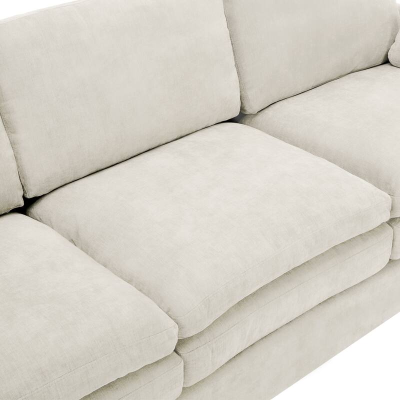 Chenille Upholstered 3 Seater Sofa, Cloud Couch with Removable Lumbar Pillow, Oversized Sofa with Double Cushion