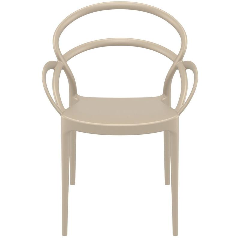 33" Taupe Outdoor Patio Round Dining Arm Chair
