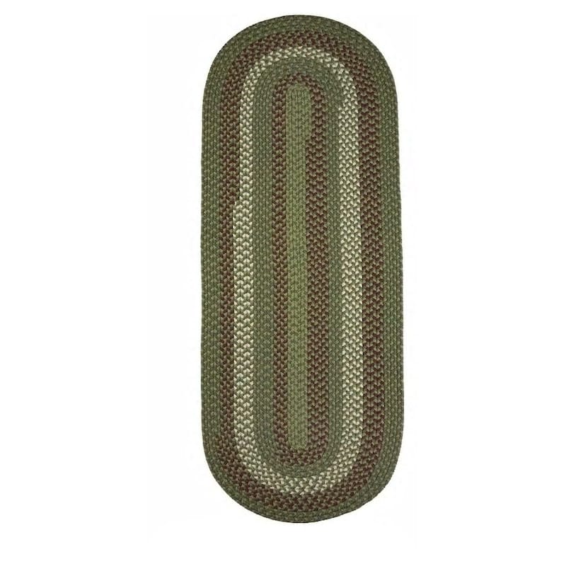 Rhody Rug Mission Hill Indoor/Outdoor Braided Area Rug - Sage Green - 2' x 6' Runner