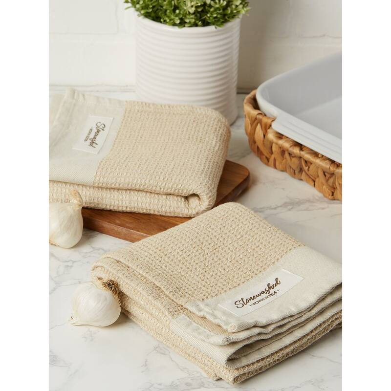 DII Washed Waffle Woven Dishtowel Set of 2