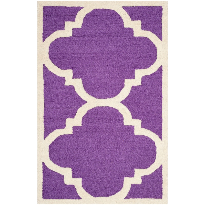 SAFAVIEH Handmade Cambridge Gullveig Modern Moroccan Wool Rug - 2' x 3' - Purple/Ivory