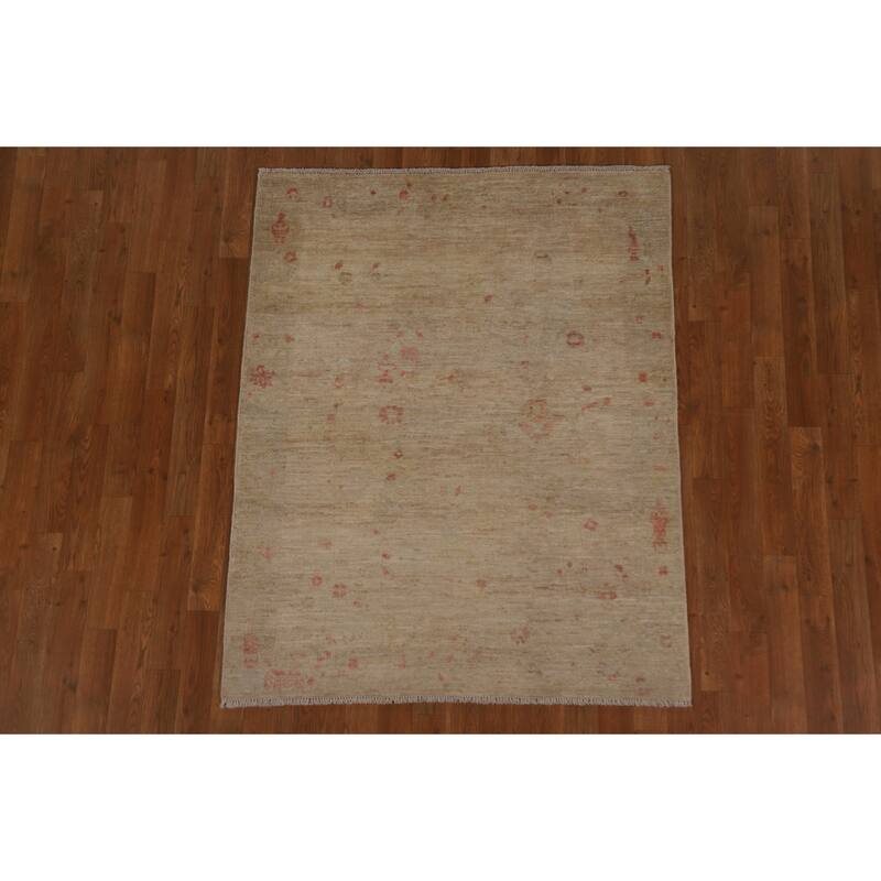 Traditional Oushak Turkish Oriental Area Rug Hand-knotted Wool Carpet - 3'10" x 4'10"